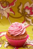 Vanilla cupcake with strawberry icing