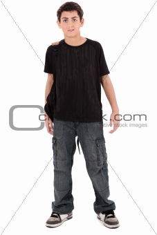 teenage school boy standing