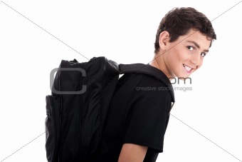 Side pose of student with school bag