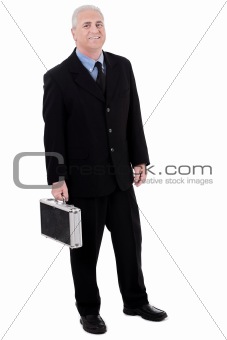 successful senior business man with briefcase