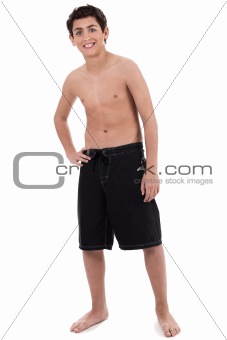 Handsome teenager with trousers only