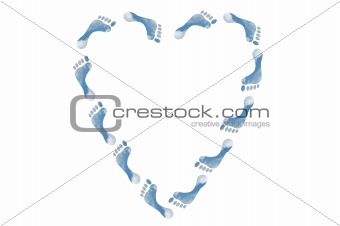 Ecological heart sign in the shape of feet