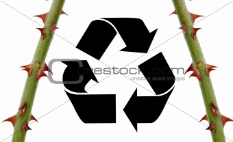 Recycling sign with thorns