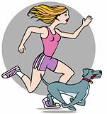 Woman Running with Dog