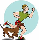 Man Running with Dog