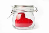 Red heart in a jar