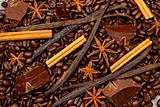 Coffee, chocolate and sweet spices