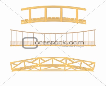wooden and hanging bridge vector illustrations