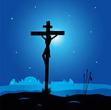 Calvary - crucifixion scene with Jesus Christ on cross