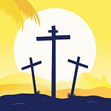 Jesus crucifixion - calvary scene with three crosses
