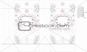 Template for bag with floral ornament