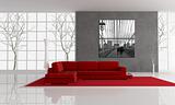 red and gray minimalist interior
