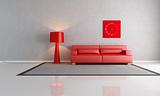 red and gray living room