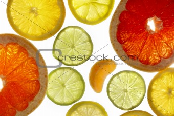 slices of orange, Lemon, lime and grapefruit