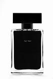 black parfum bottle isolated on white