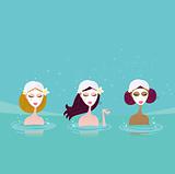 Three ladies in water spa