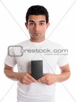 Man holding your retail product