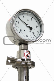 Pressure Gauge isolated On White