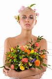 spring woman with bouquet