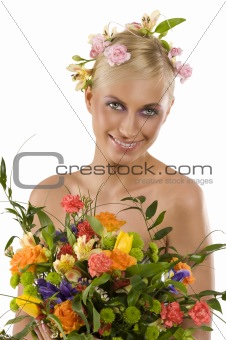 spring woman with flowers