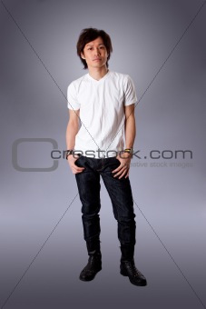 Casual Asian man in white shirt