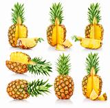 set fresh pineapple fruits with cut