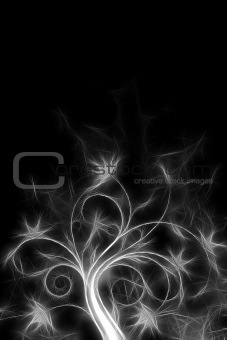 Abstract painted background with flowers
