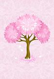 spring tree on pink background with ornament
