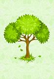 summer tree on green background with ornament