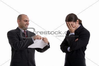 man tearing paper