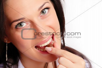 Lady tasting a candy