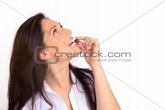 Lady tasting a candy