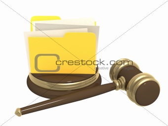 Judicial gavel and folder