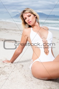Woman in white bikini