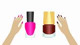 Realistic two nail polishes.