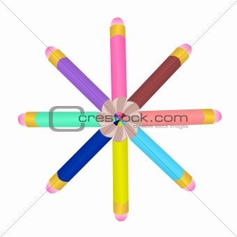 Illustration set colors pencils