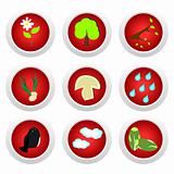 Button set red of ecology