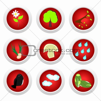 Button set red of ecology