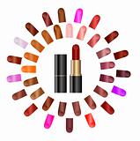 Palette of colours of lipstick 