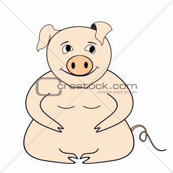 Cartoon illustration big pig