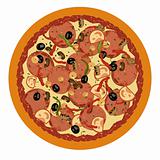 Realistic illustration pizza on white background