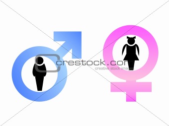 Male and female signs are isolated on white background