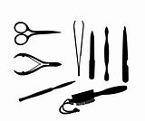 Manicure and chiropody tools vector collection