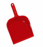 Red plastic scoop for dust