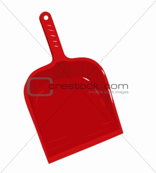 Red plastic scoop for dust