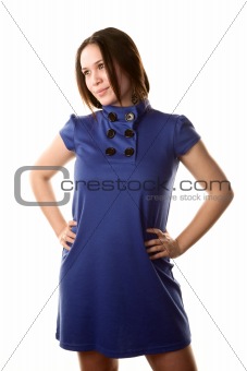 Pretty young woman in a blue dress