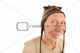 Smiling senior man in knit cap