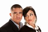 Skeptical or angry Hispanic couple