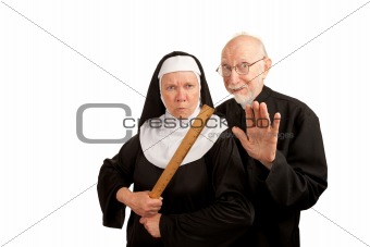 Funny priest and nun