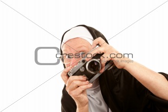 Funny nun with camera